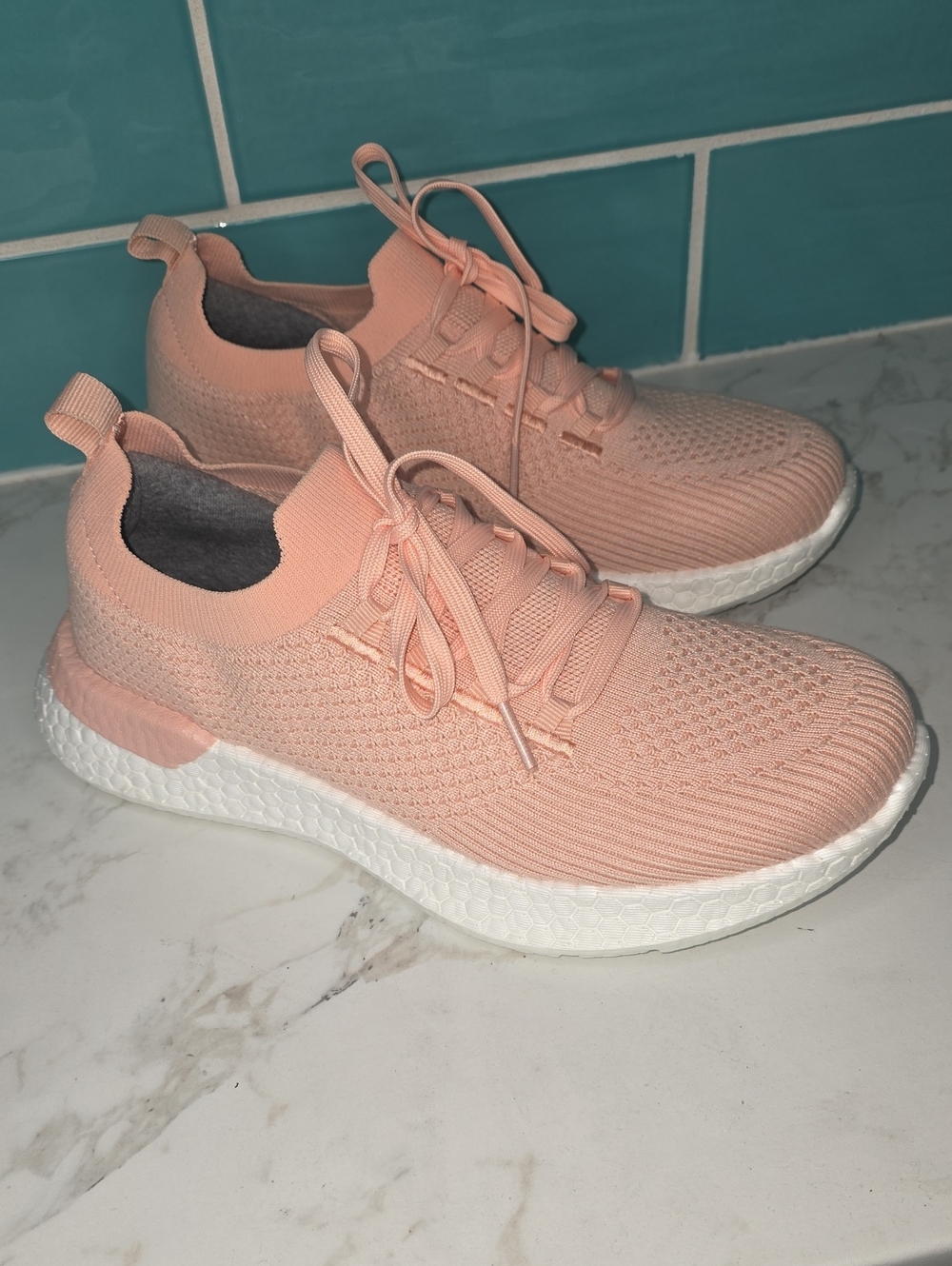 Propet Pink Knit Lace-Up Women’s Sneakers